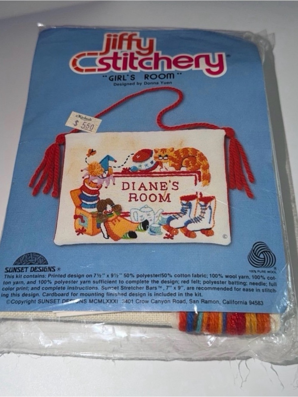 Vintage New Jiffy Stitchery Sunset Designs “Girl’s Room” Kit #655